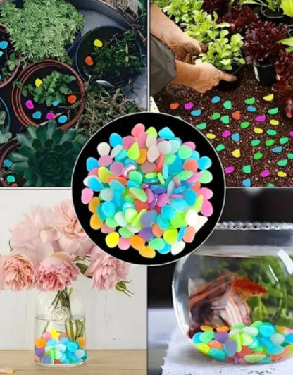 Garden Decor Luminous Stones Glow In Dark Decorative Pebbles Outdoor Fish Tank Decoration ( 100 Pcs )