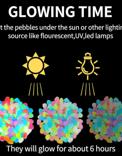 Garden Decor Luminous Stones Glow In Dark Decorative Pebbles Outdoor Fish Tank Decoration ( 160 Pcs )