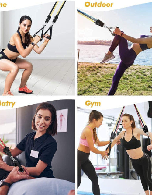 Resistance Exercise Bands with Door Anchor, Handles, Waterproof Carry Bag, and Legs Ankle Straps